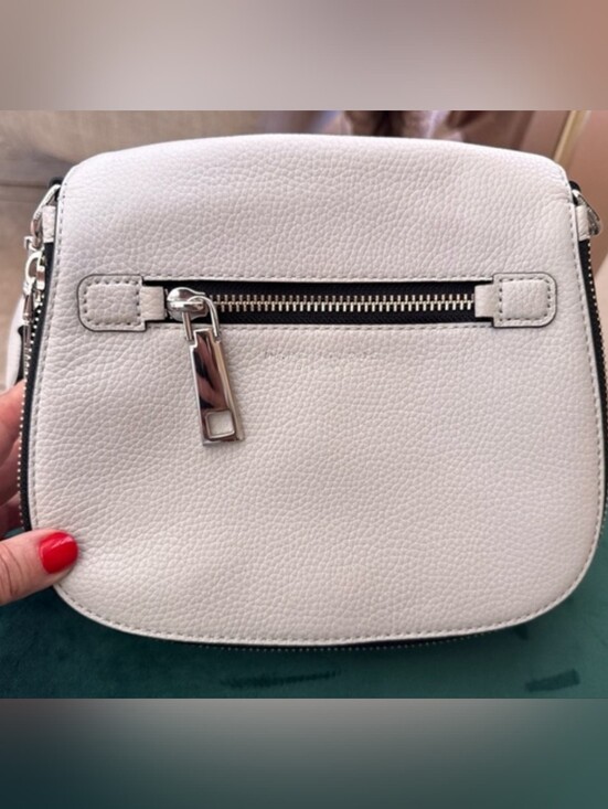 Marc Jacobs Handbags - Marc Jacobs White Pebbled Leather Crossbody with Front Zip